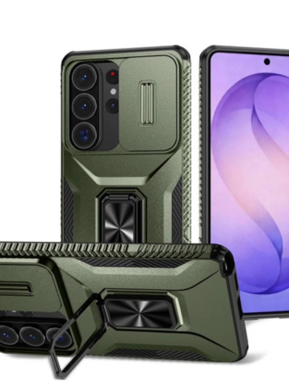 Samsung Galaxy S26 Rugged Green Phone Case with Kickstand - Not For S26 Ultra
